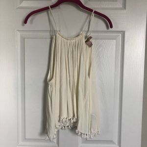 Cream tassel tank top